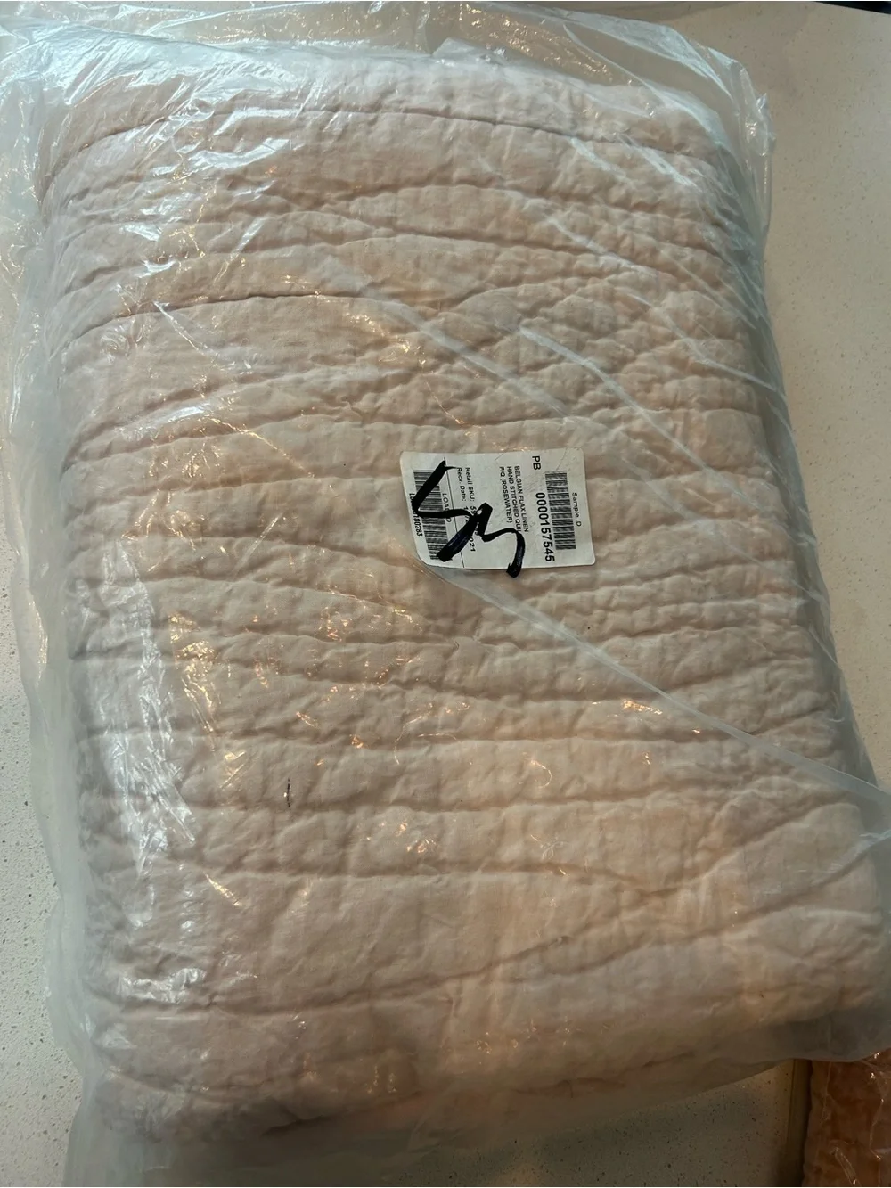 Pottery Barn Belgian Flax Linen Hand Stitched Quilt F/Q Rosewater NWOT